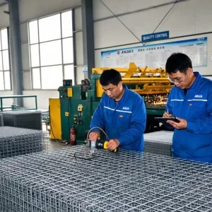 Multi-point quality control laboratory at Anjia Group for wire mesh tensile testing and coating inspection